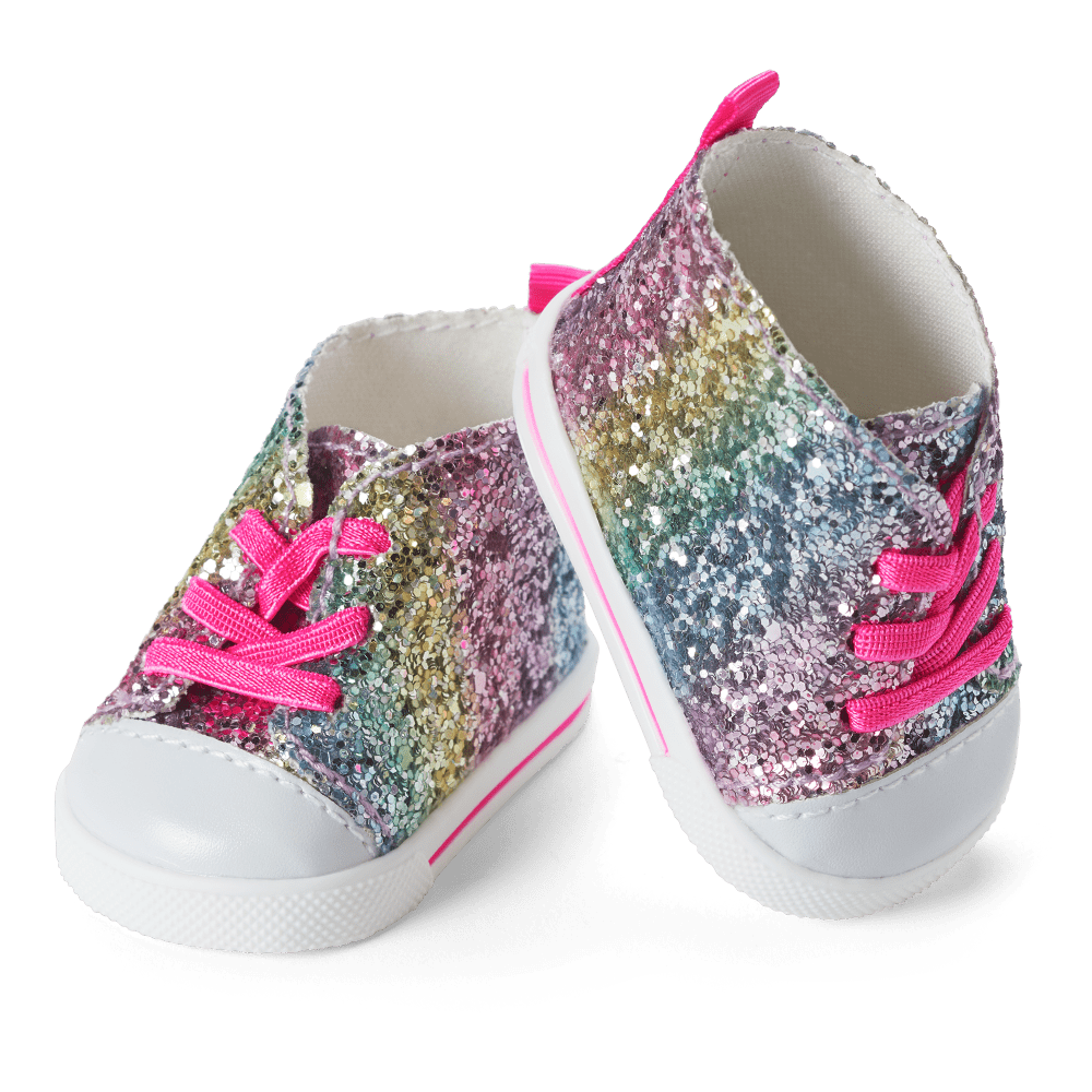 Rainbow Glitter High Tops for 18-inch Dolls