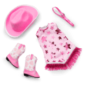 Glam Pink Cowgirl Outfit & Pink Spotted Cow Backpack & Accessory Set  Bundle
