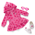 Pink Hearts Hoodie Dress for Girls & 18-inch Dolls