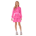 Pink Hearts Hoodie Dress for Girls & 18-inch Dolls