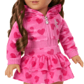 Pink Hearts Hoodie Dress for 18-inch Dolls