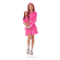 Pink Hearts Hoodie Dress for Girls & 18-inch Dolls