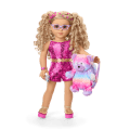 Glam Sparkly Concert Outfit & Colorful Teddy Bear Backpack & Accessory Set Bundle