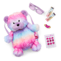 Colorful Teddy Bear Backpack & Accessory Set for 18-inch Dolls