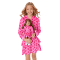 Pink Hearts Hoodie Dress for Girls & 18-inch Dolls