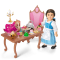Disney Princess Belle Enchanted Castle Dining Set, Blue Dress & Friends Bundle for 18-inch Dolls