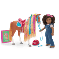 Chestnut Charm Horse & Western Flowers Denim Jumpsuit for 18-inch Dolls