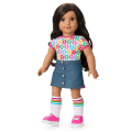 Truly Me™ 18-inch Doll #108 with curly black-brown hair