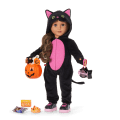 Claws & Cuddles Cat Costume & Trick-or-Treat Set Bundle for 18-inch Dolls