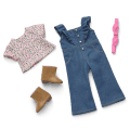 Chestnut Charm Horse & Western Flowers Denim Jumpsuit for 18-inch Dolls