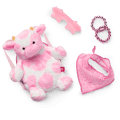 Pink Spotted Cow Backpack & Accessory Set for 18-inch Dolls