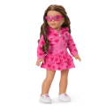 Pink Hearts Hoodie Dress for Girls & 18-inch Dolls
