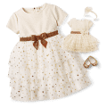 Golden Twinkle Dress for Little Girls & Bitty Baby Dolls