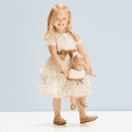 Golden Twinkle Dress for Little Girls & Bitty Baby Dolls