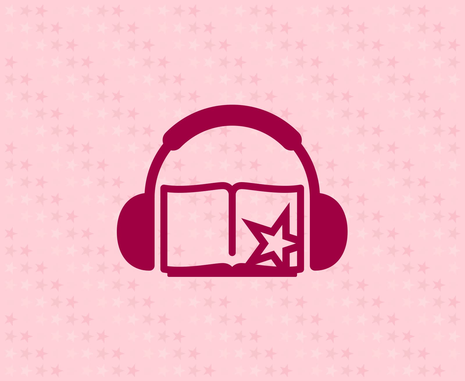 Image of headphones with book in middle and star background