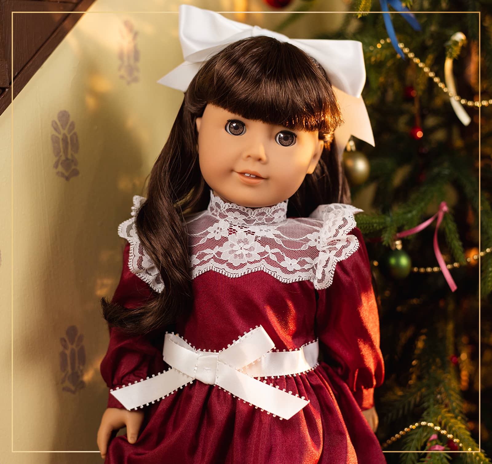 Samantha in cranberry party dress