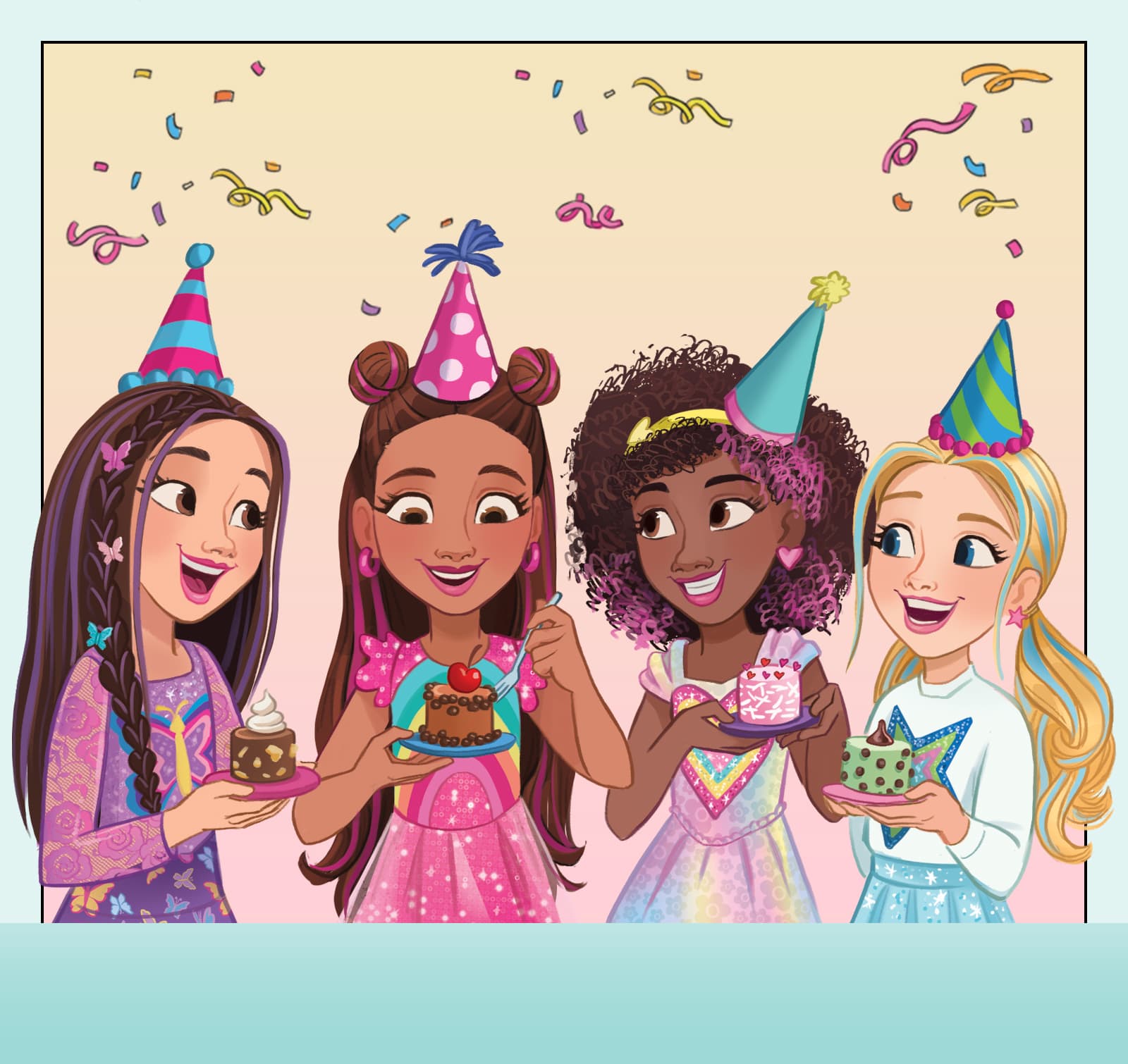Animated AG Sisters with party accessories