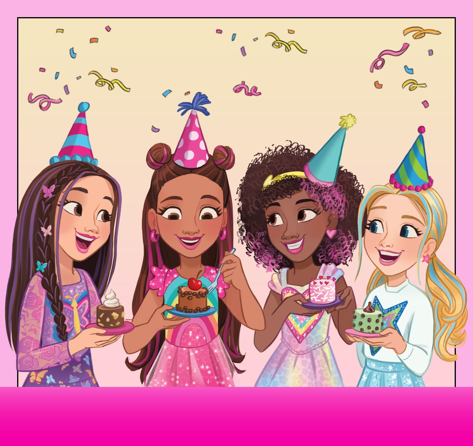 Animated AG Sisters with party accessories