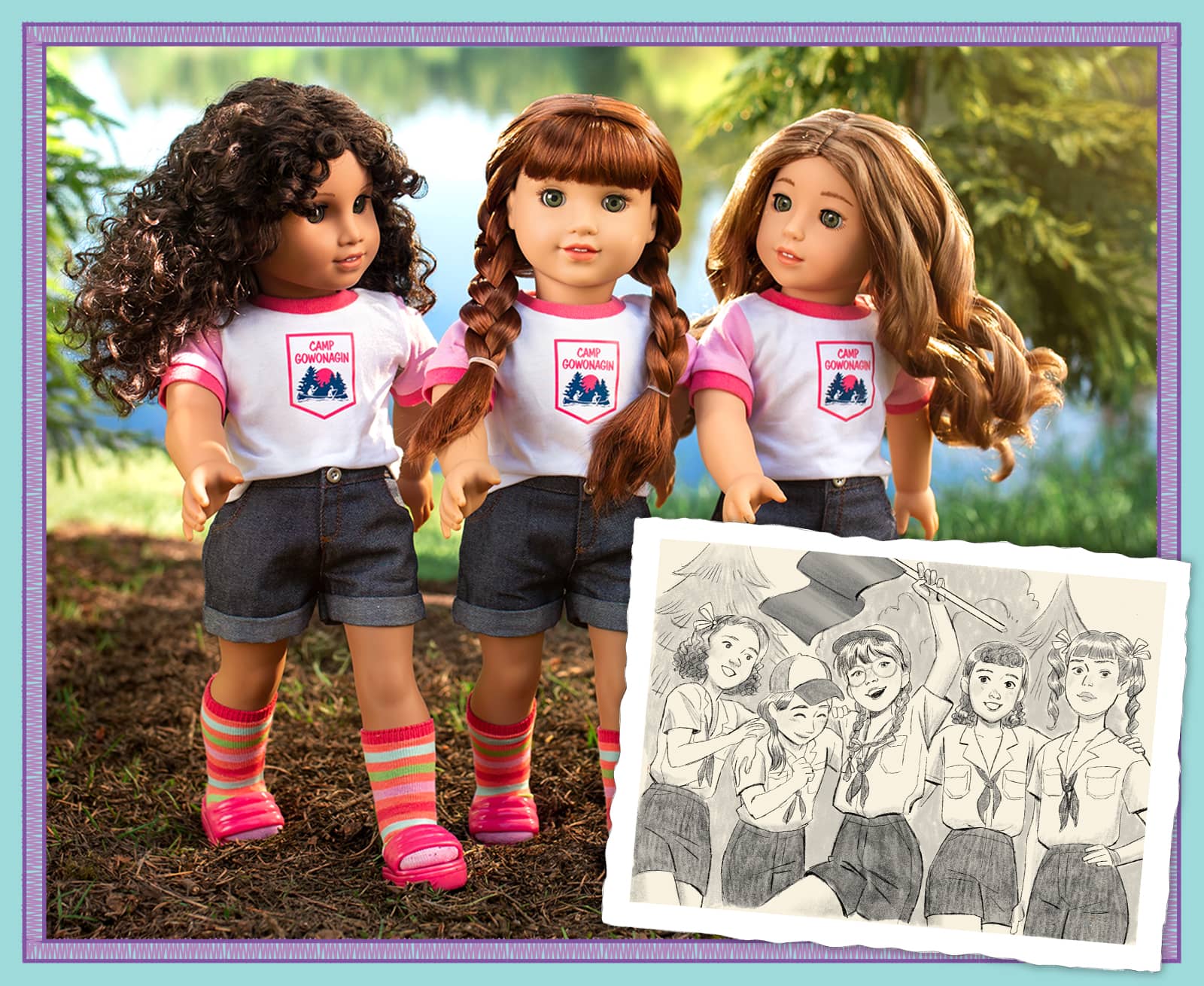 Daisy Davenport and friends, and image of Molly McIntire with friends, at same camp