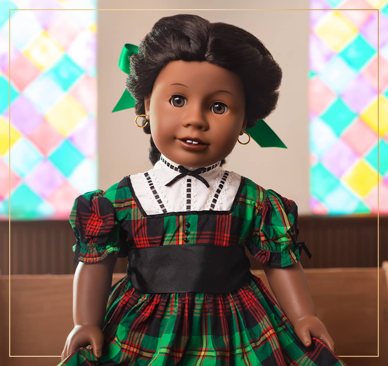 Addy in tartan plaid dress
