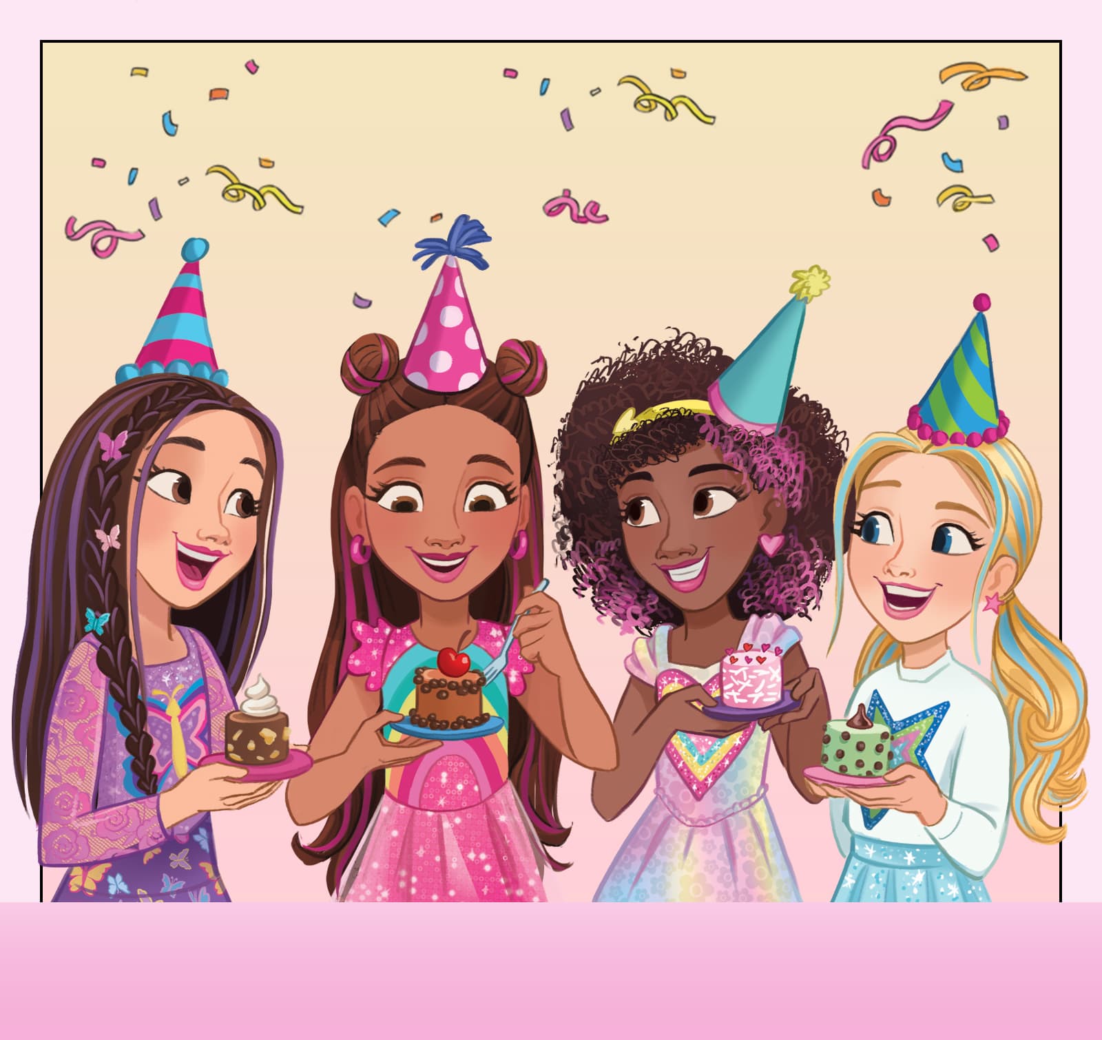 Animated AG Sisters with party accessories