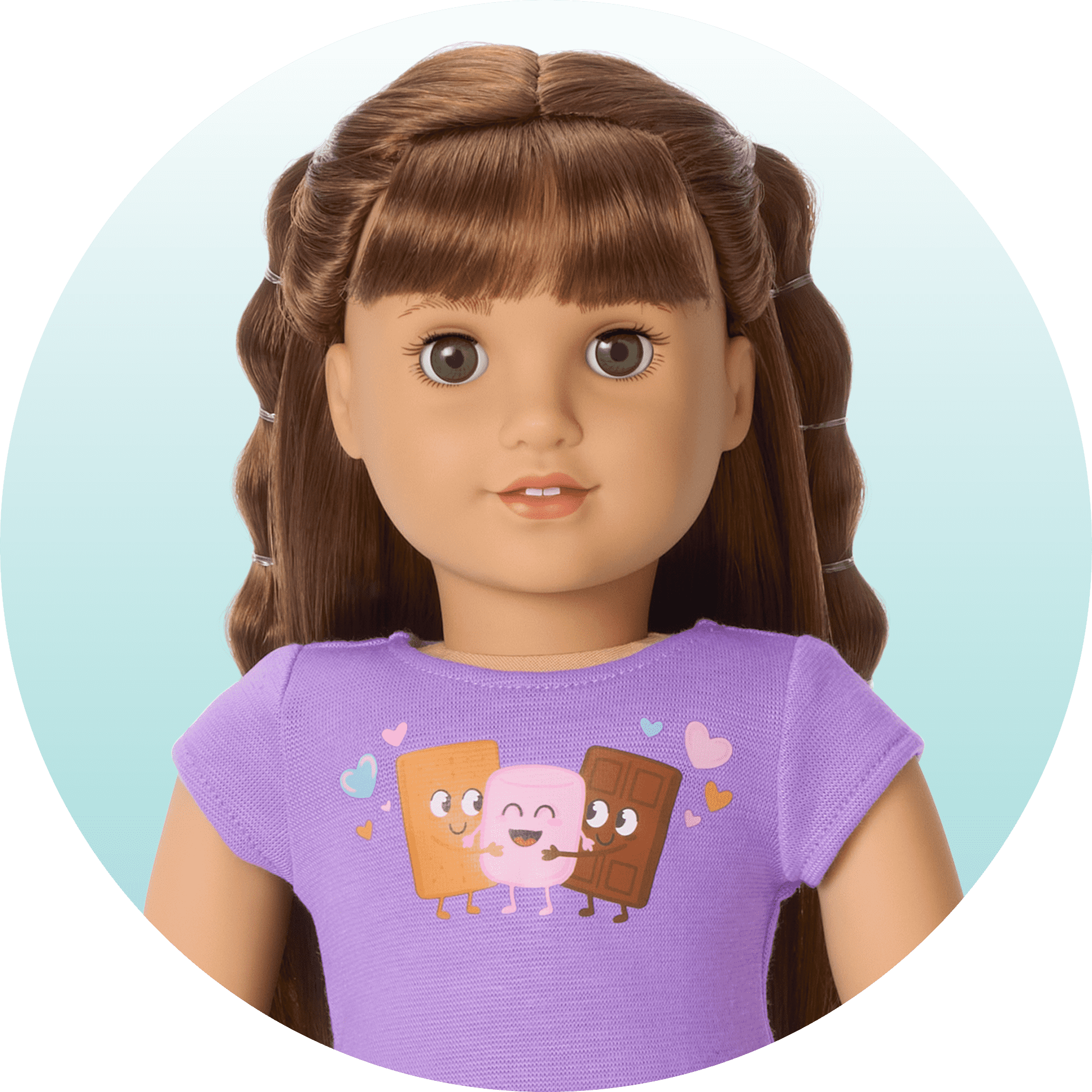 Daisy Davenport in purple smore pajamas