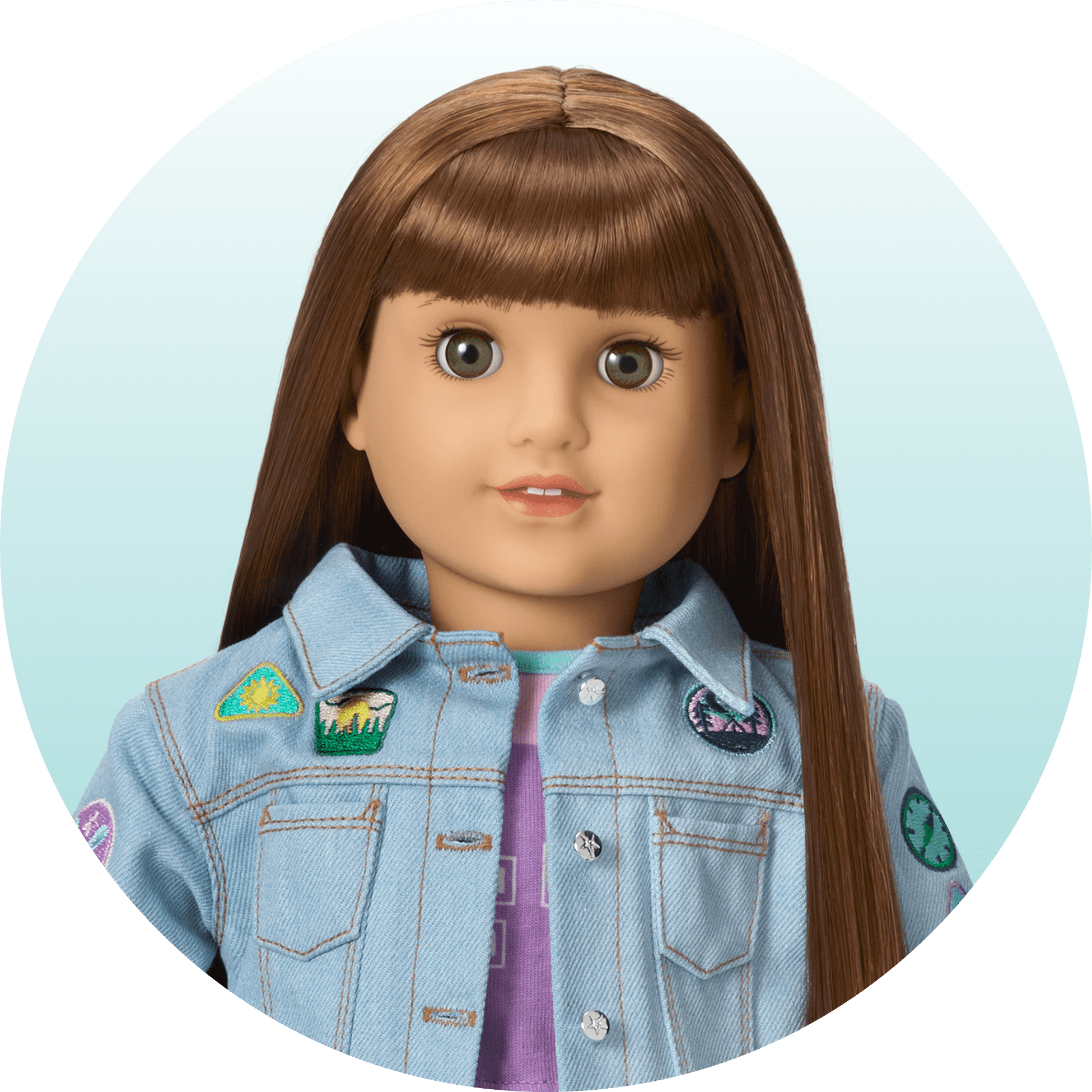Daisy Davenport in jean jacket & accessories