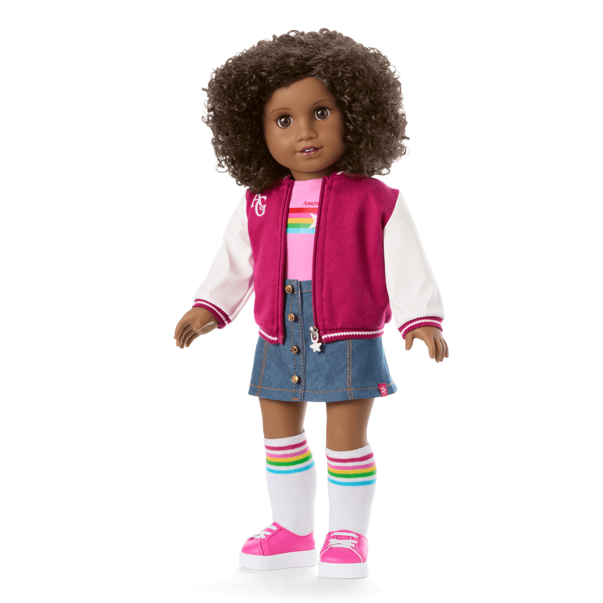 Truly Me™ 18-inch Doll #112 with curly dark-brown hair