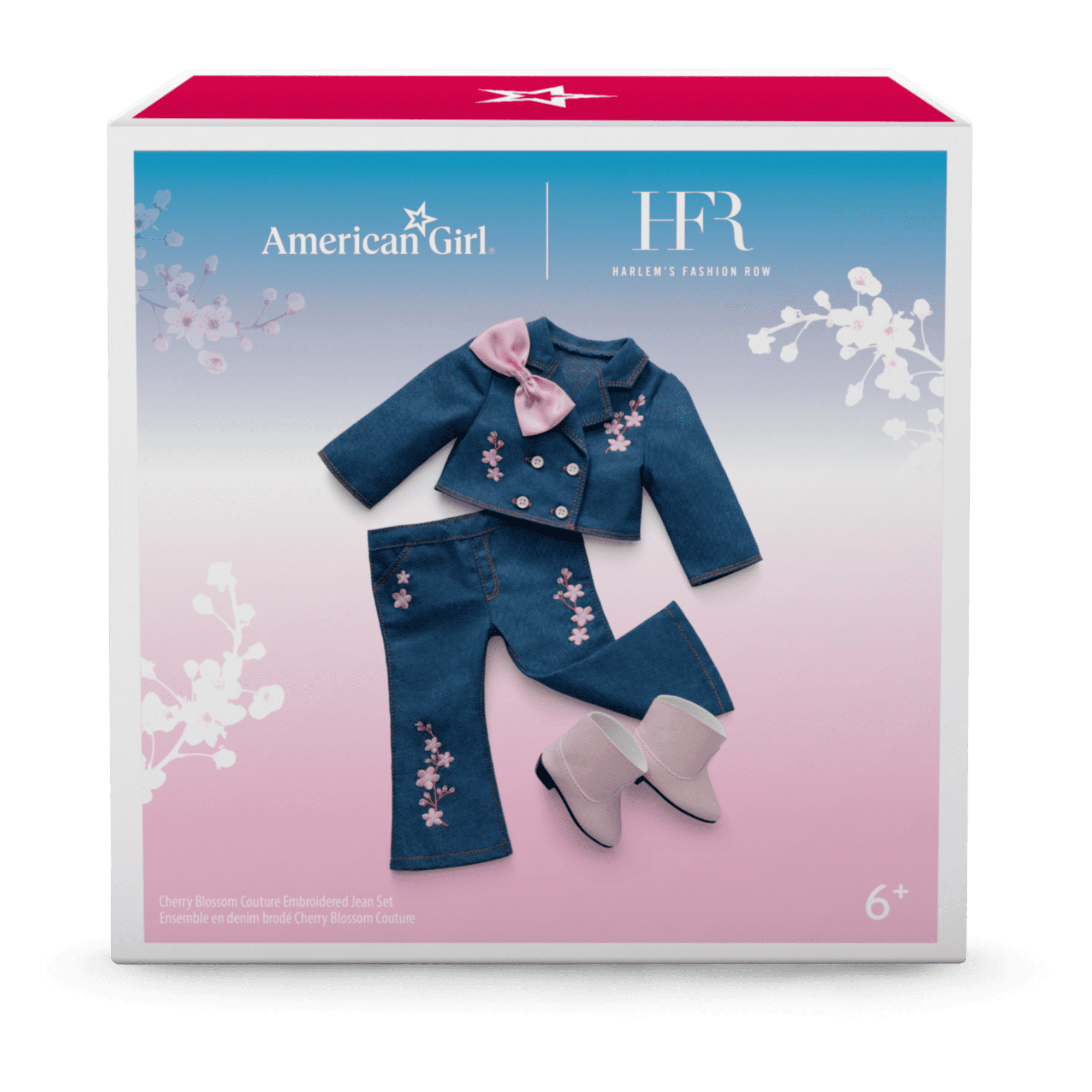 American Girl® x Harlem’s Fashion Row Cherry Blossom Couture Embroidered Jean Set for 18-inch Dolls