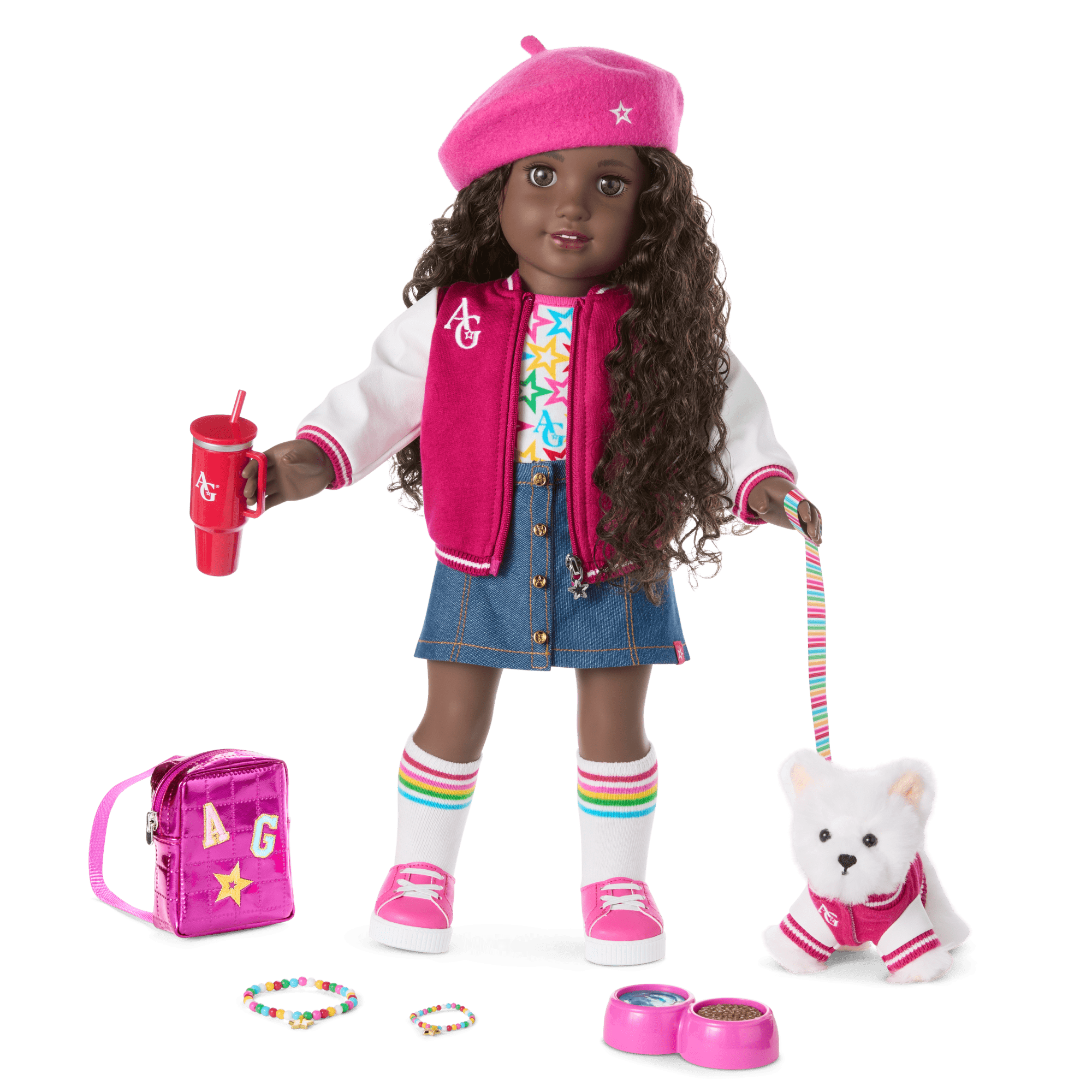 Truly Me™ 18-inch Doll #127 with curly dark-brown hair
