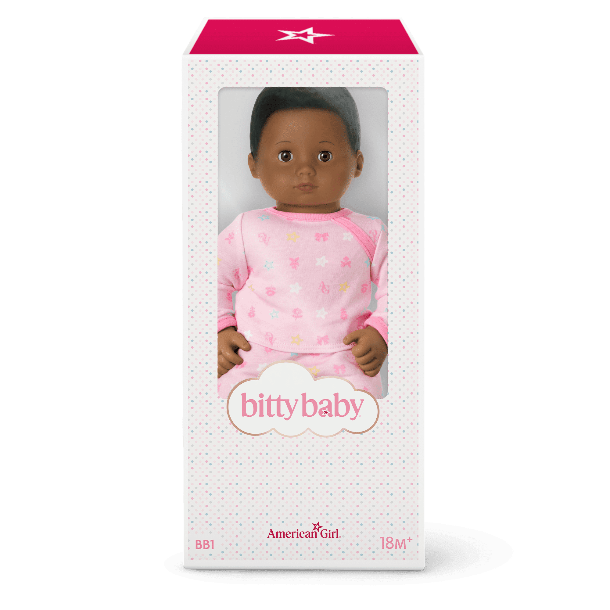 Bitty Baby® Doll #1 with black hair in Pastel Pink