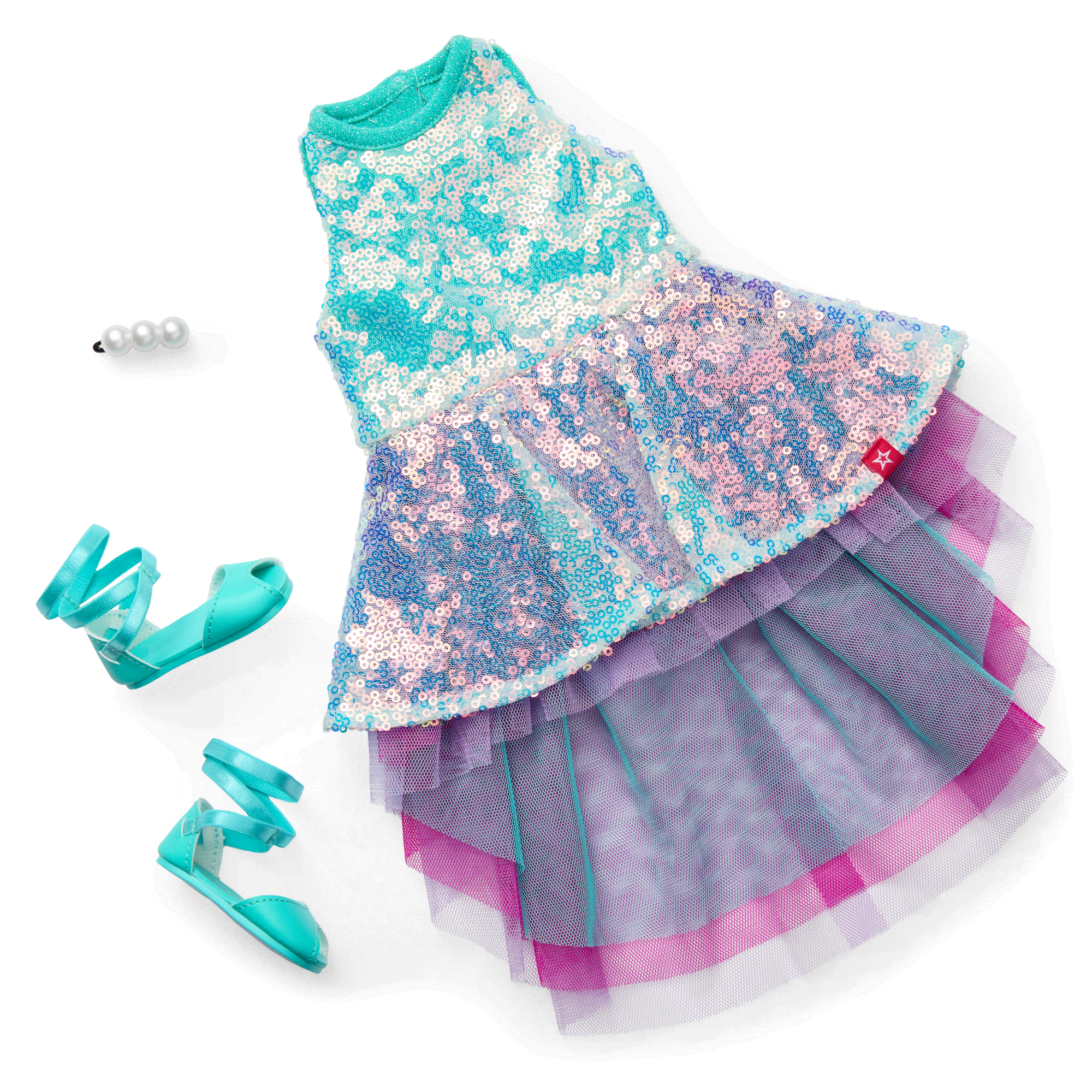 Glam Shimmering Ocean Outfit & Shimmering Sea Turtle Backpack & Accessory Set Bundle