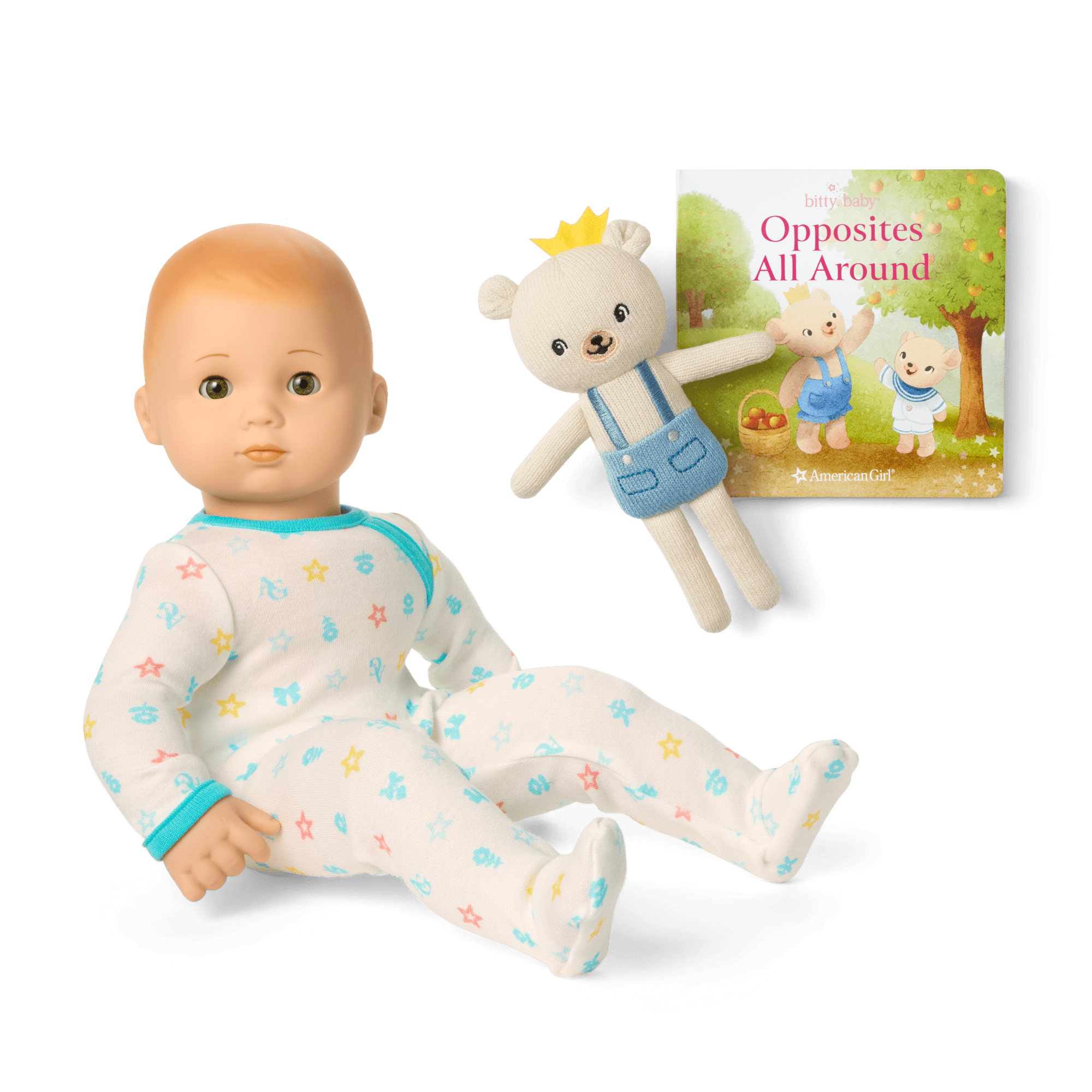 Bitty Baby® Doll #6 in Pastel Blue + Bear Friend & Board Book