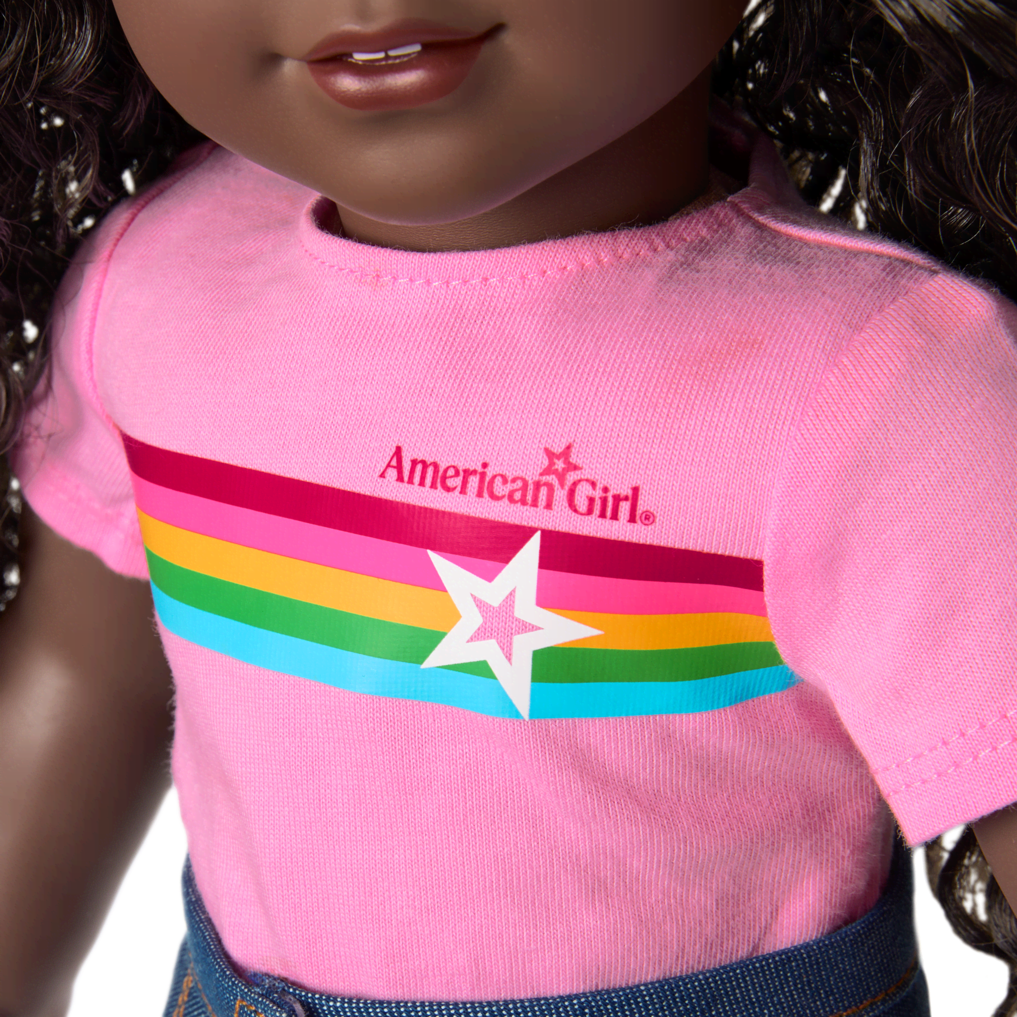 Truly Me™ 18-inch Doll #127 with curly dark-brown hair