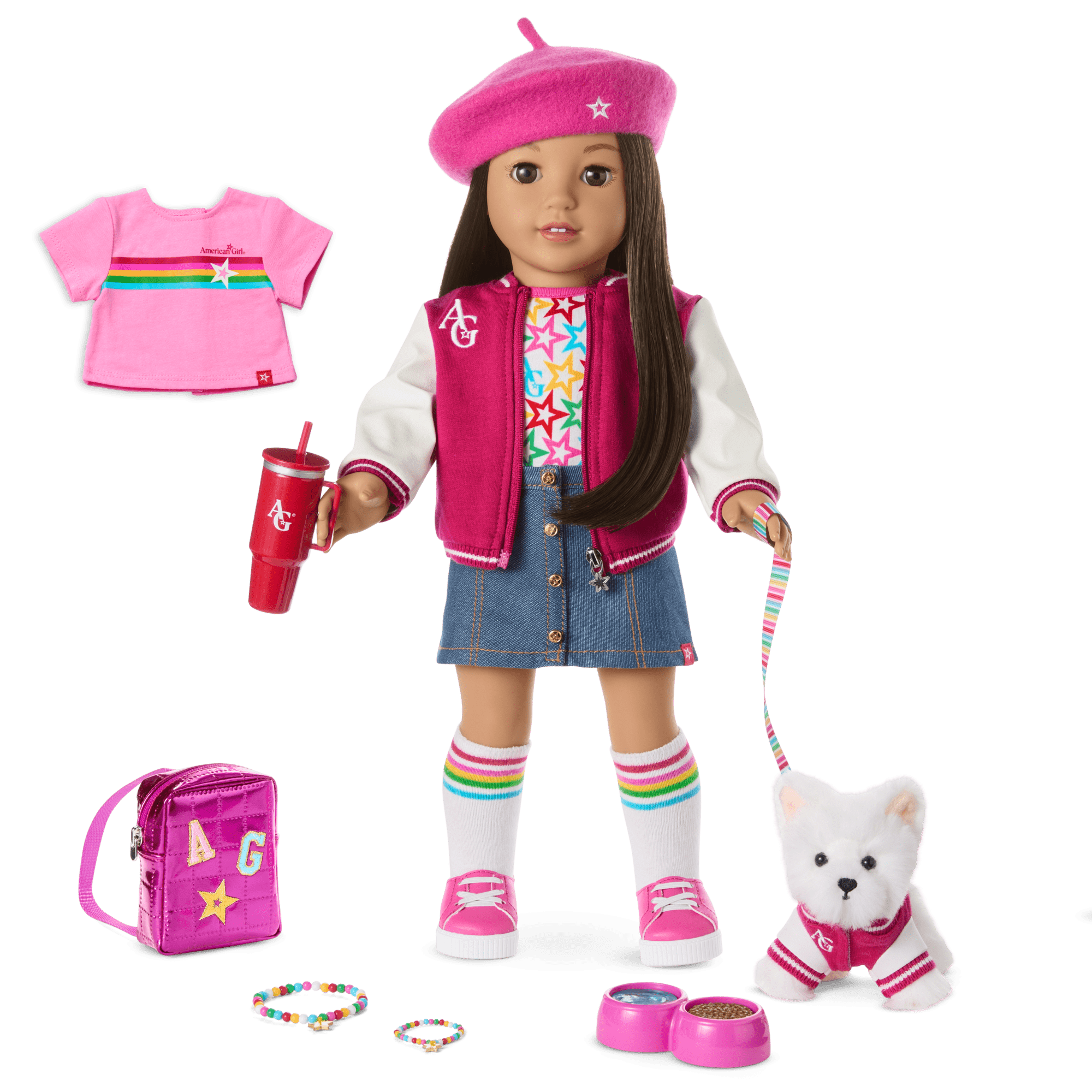 Truly Me™ 18-inch Doll #124, Puppy, Mini Backpack & Accessories AG™ Star Squad Bundle