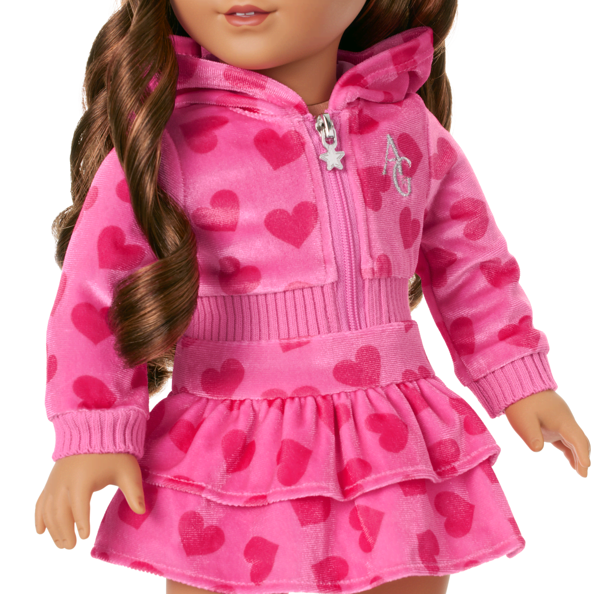 Pink Hearts Hoodie Dress for 18-inch Dolls
