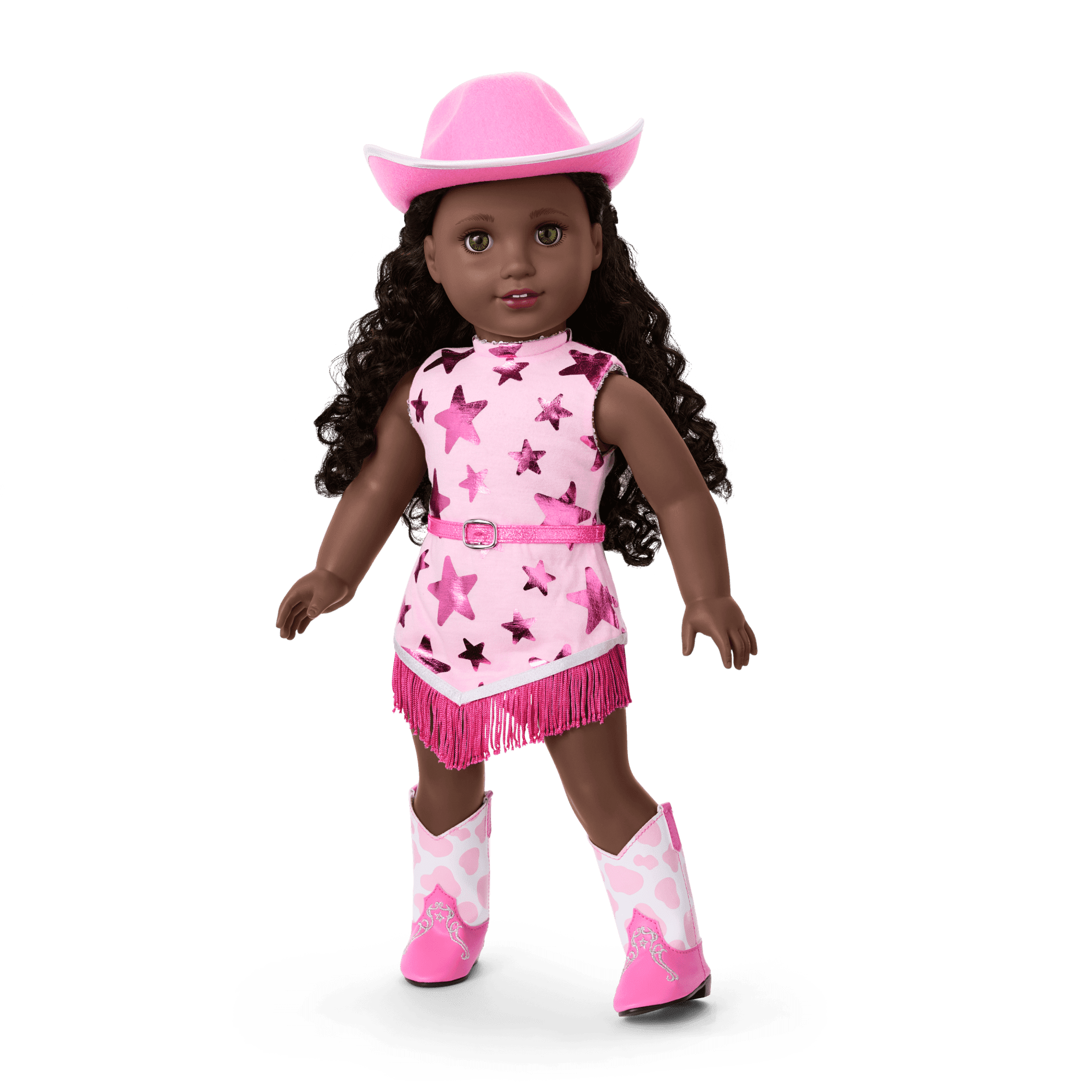 Glam Pink Cowgirl Outfit & Pink Spotted Cow Backpack & Accessory Set Bundle