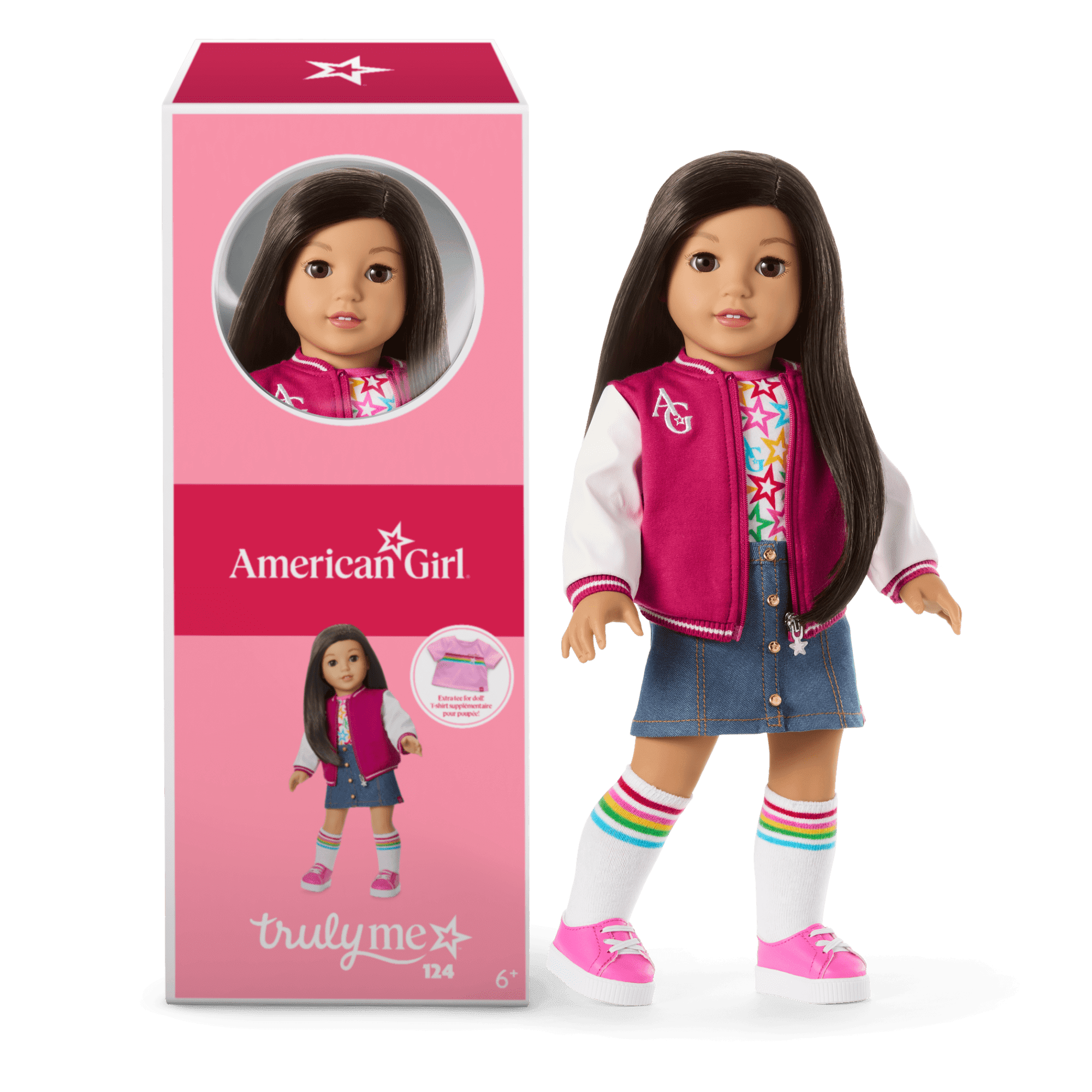 Truly Me™ 18-inch Doll #124 with straight black-brown hair