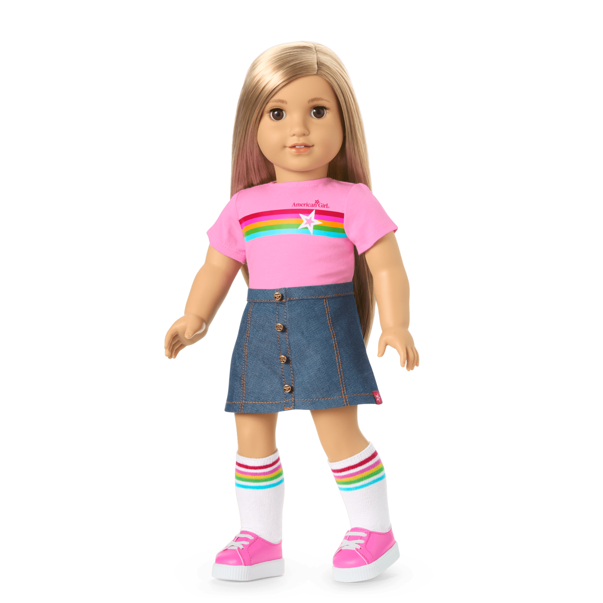 Truly Me™ 18-inch Doll #131 with straight blonde hair