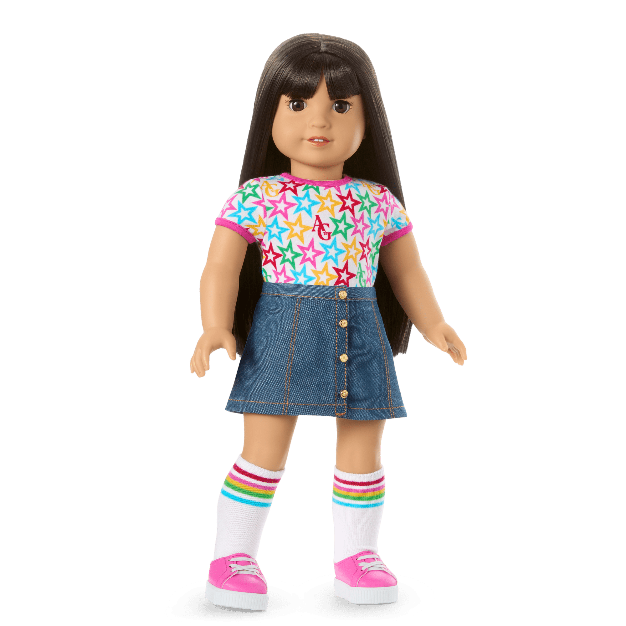 Truly Me™ 18-inch Doll #130 with straight black-brown hair