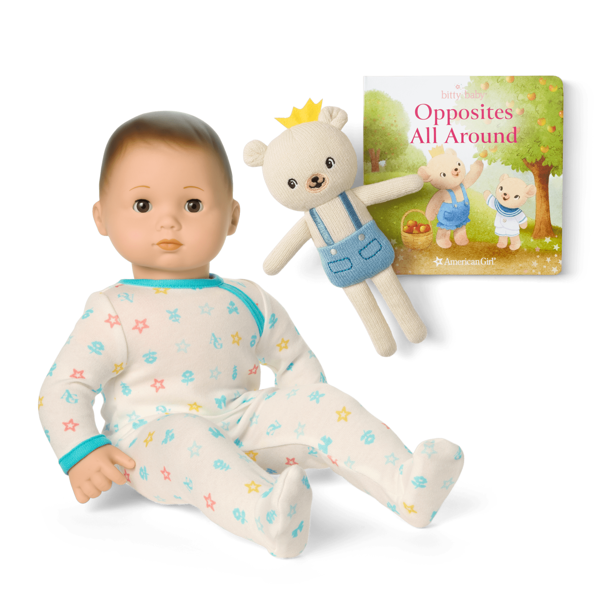 Bitty Baby® Doll #2 in Pastel Blue + Bear Friend & Board Book