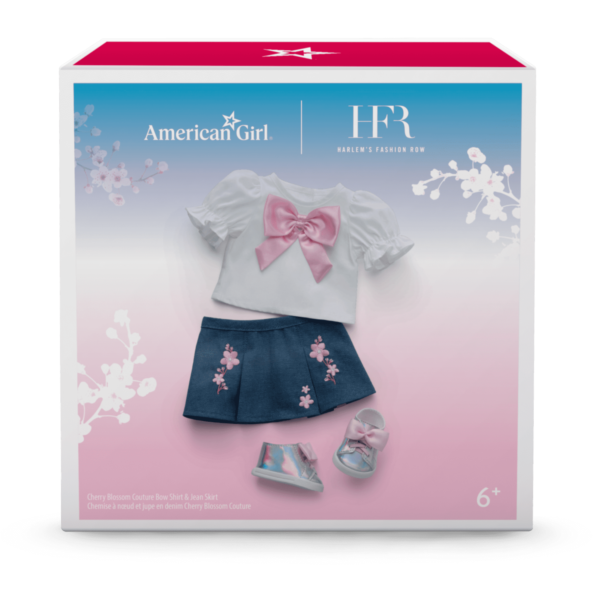 American Girl® x Harlem’s Fashion Row Cherry Blossom Couture Bow Shirt & Jean Skirt for 18-inch Dolls