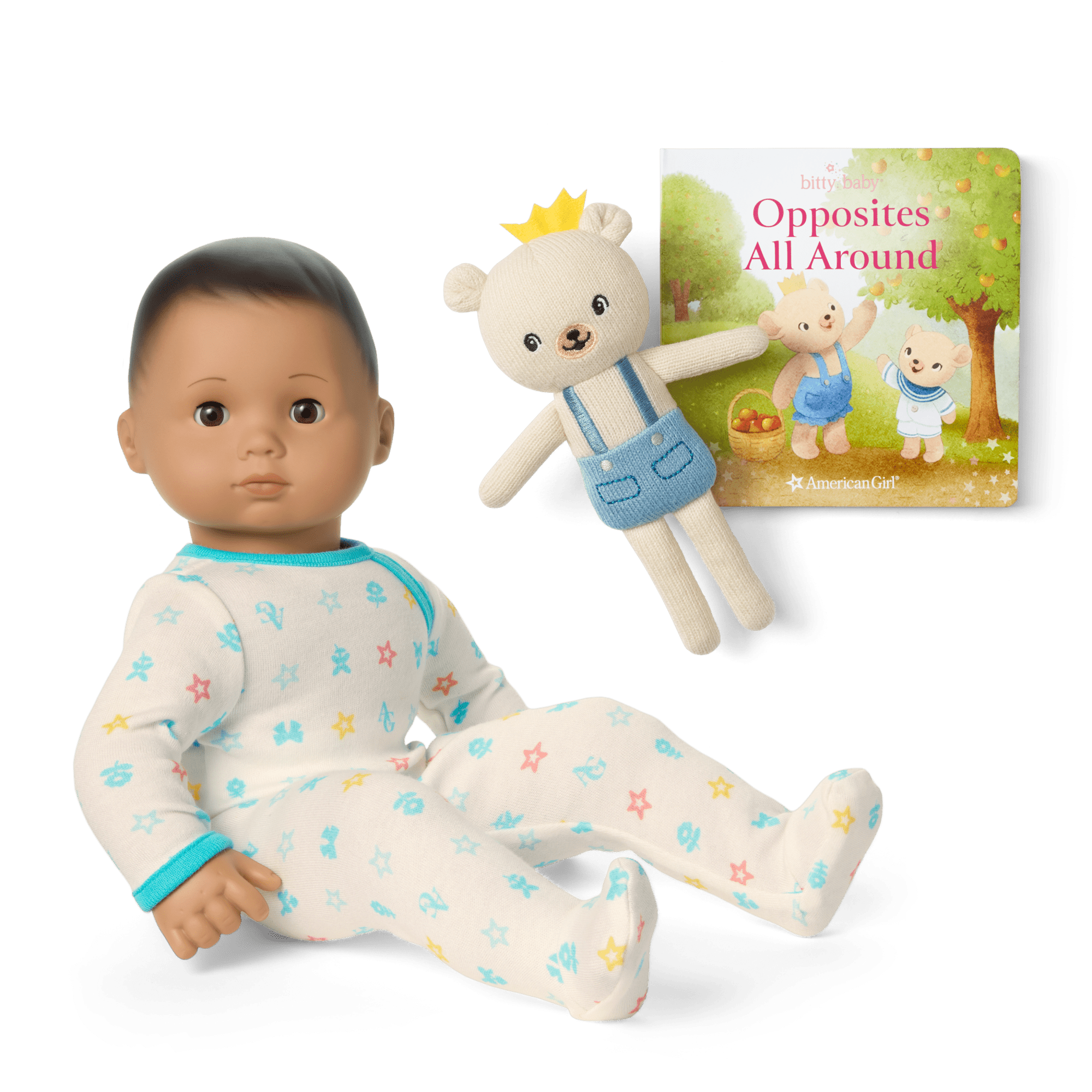 Bitty Baby® Doll #5 in Pastel Blue + Bear Friend & Board Book