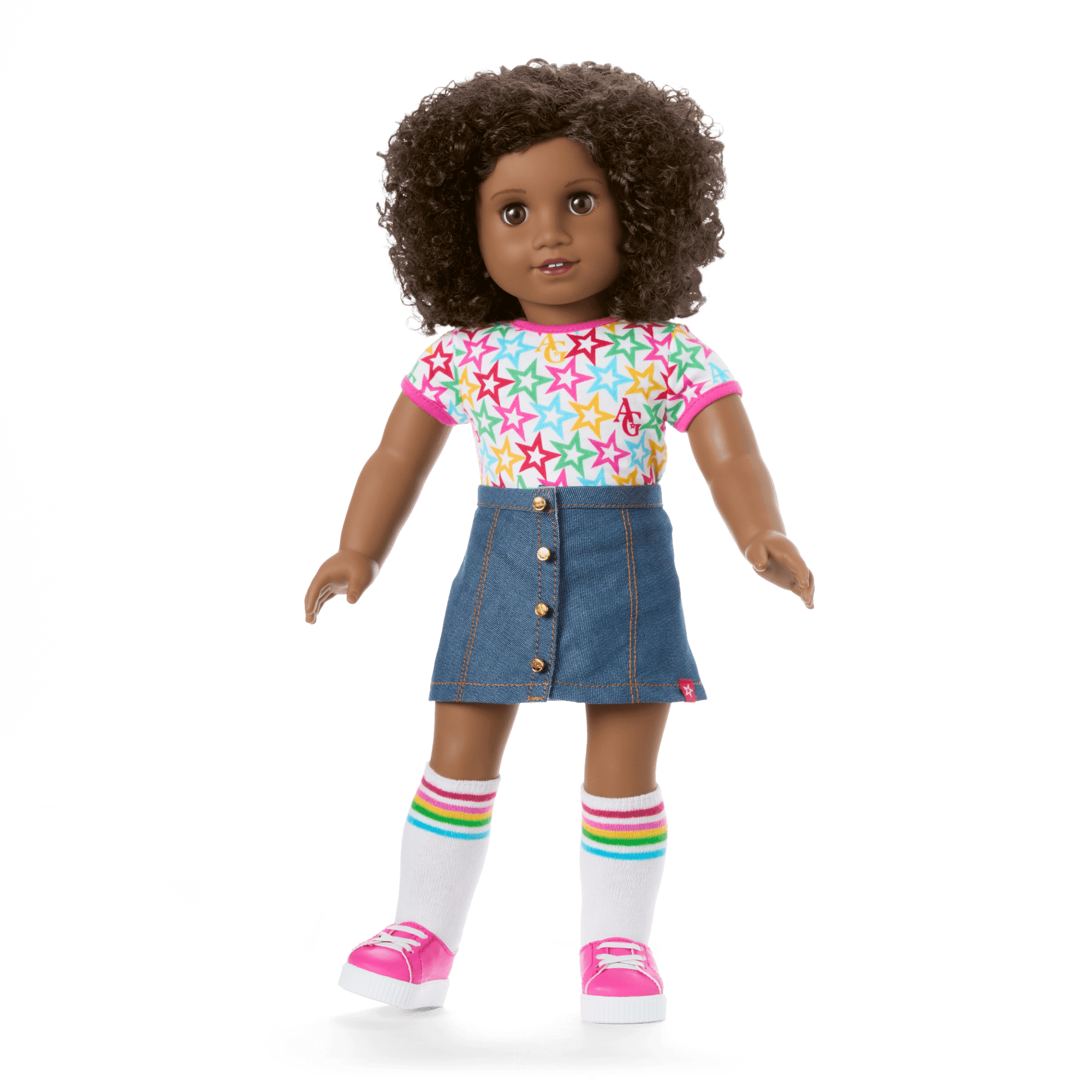 Truly Me™ 18-inch Doll #112 with curly dark-brown hair