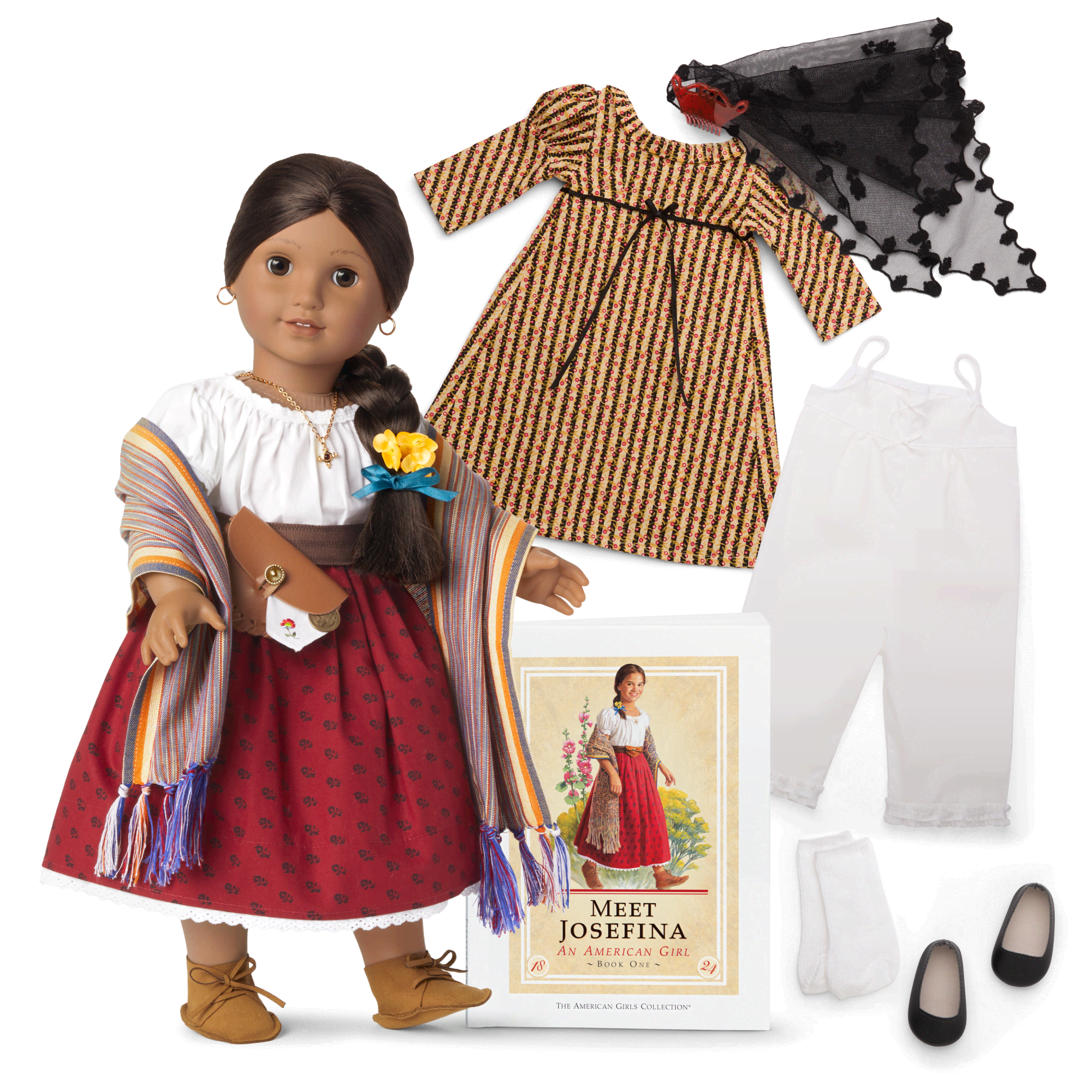 Josefina Montoya™ 18-inch Doll & Christmas Dress Bundle (Historical Characters)