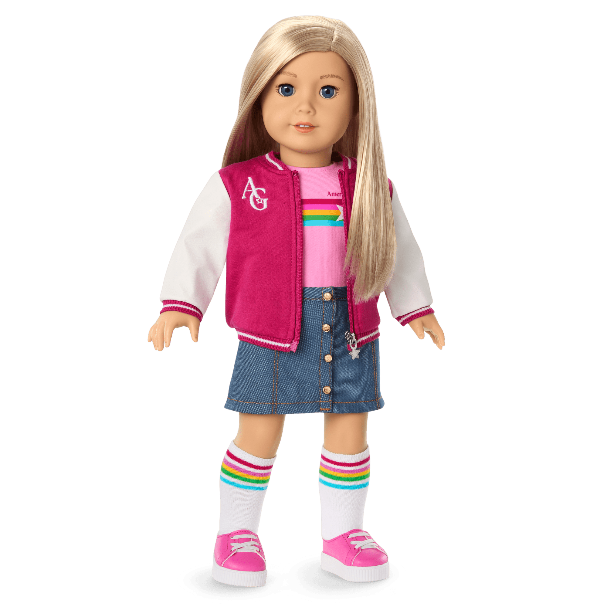 Truly Me™ 18-inch Doll #100 with straight layered blonde hair