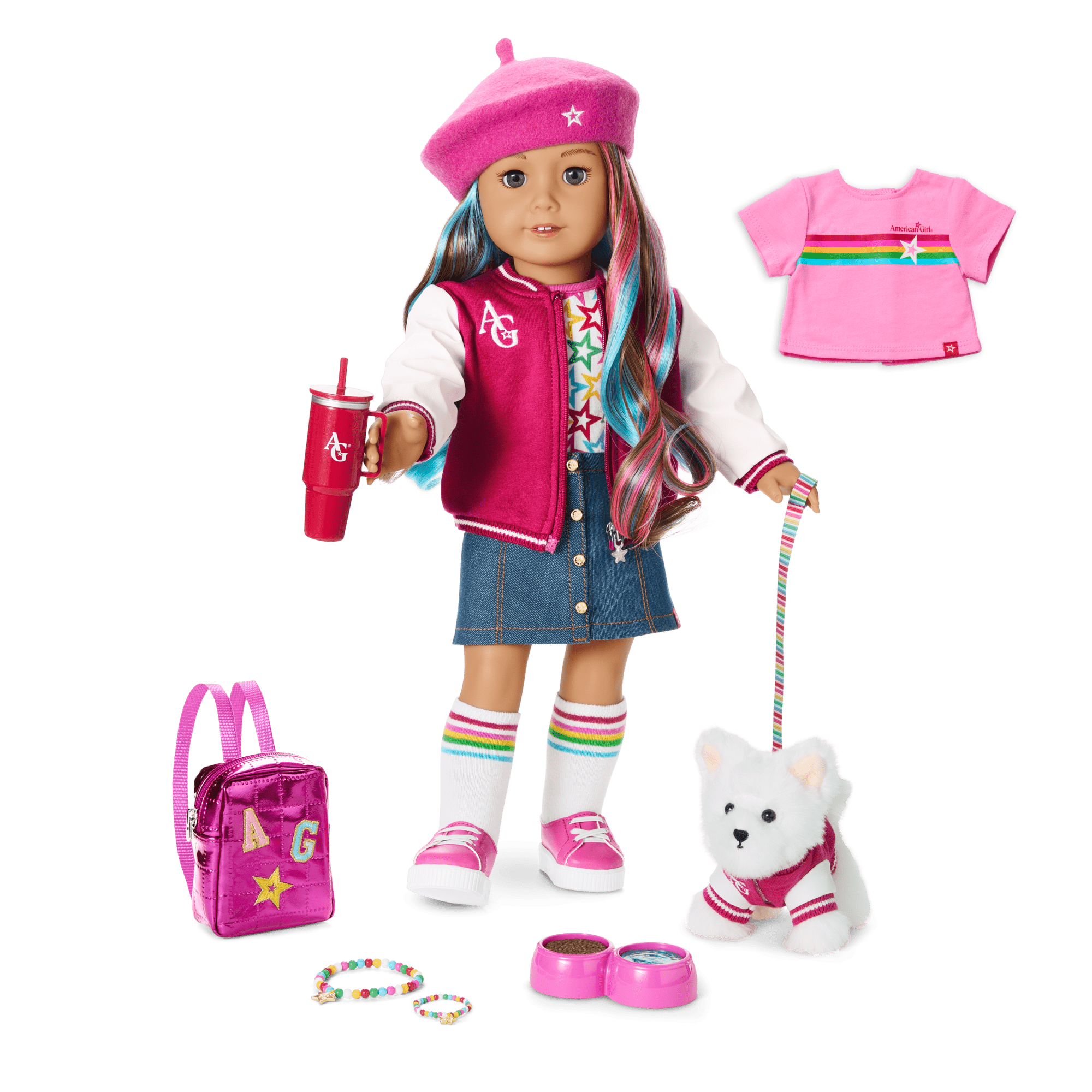 Truly Me™ 18-inch Doll #101, Puppy, Mini Backpack & Accessories AG™ Star Squad Bundle