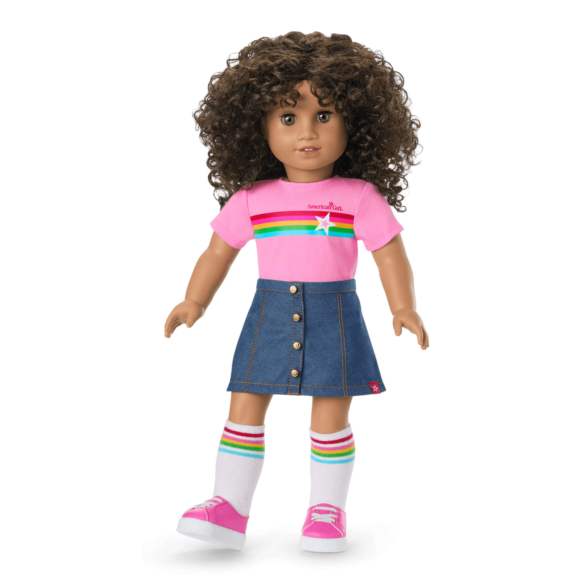 Truly Me™ 18-inch Doll #132 with curly dark-brown hair