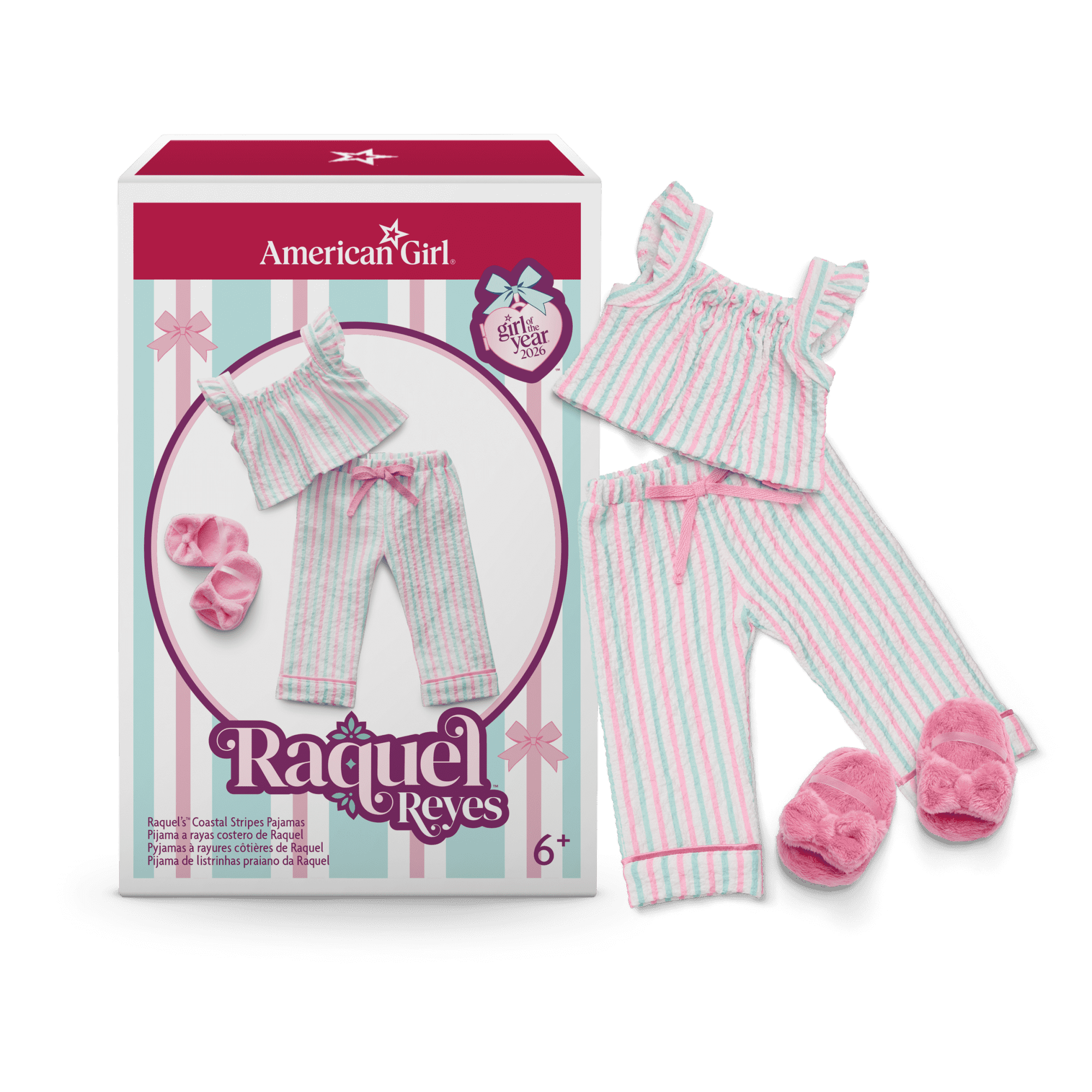 Raquel's™ Coastal Stripes Pajamas for 18-inch Dolls (Girl of the Year™ 2026)