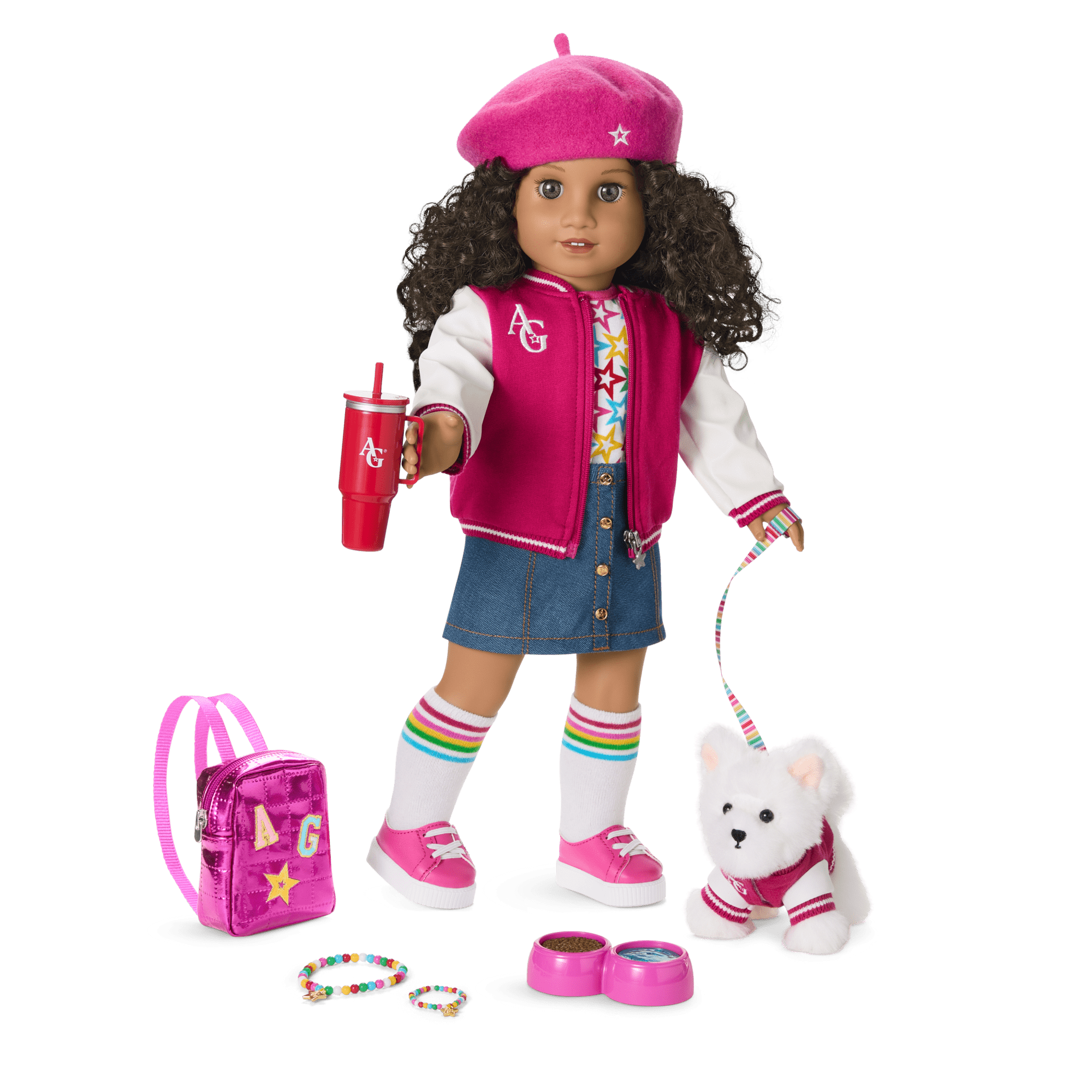 Truly Me™ 18-inch Doll #132 with curly dark-brown hair